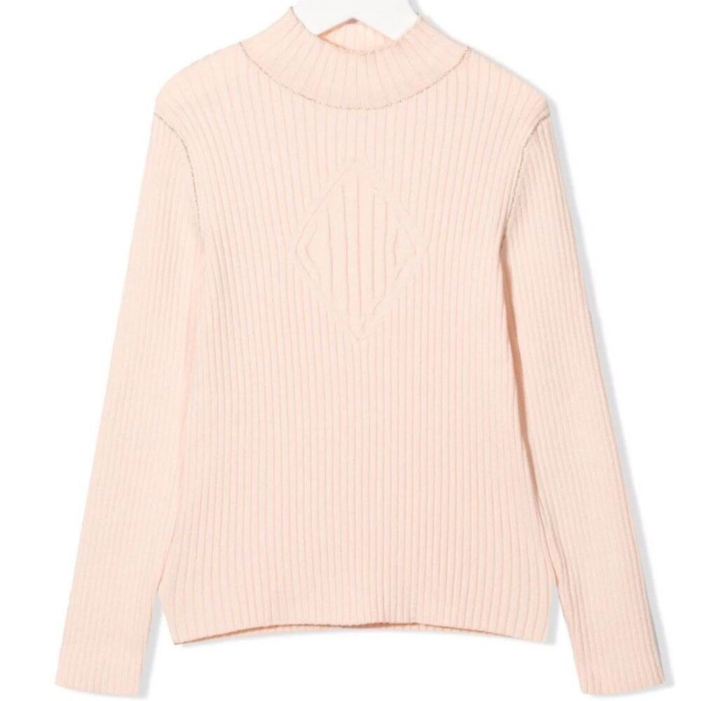 NWT CHLOE Ribbed Knit Collar Jumper Sweater Peach Gold 4